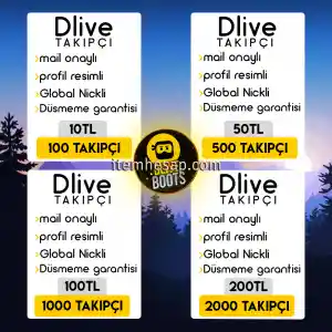 Dlive 100 Takipçi [ Maksimum 3.000 ] Orjinal Onaylı Hesaplar