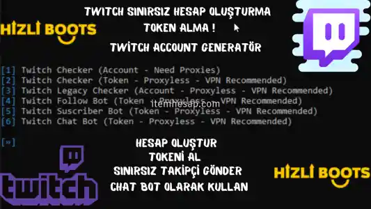 Twitch 100 Token { Maksimum 1.000 }  ALICIYA ÖZEL HESAPLAR