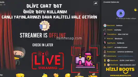 Dlive Chat Bot ( Ömür Boyu ) +100 Üyelik Hediye