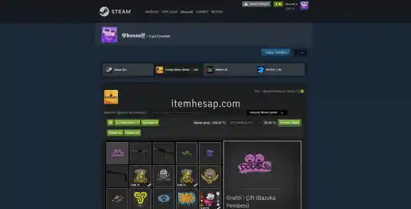 Steam 26 Level 900TL harcaması olan hesap +47 Oyun +90TL lik envanter +CS:GO Seçkin hesap - 2021 Hizmet Madalyası