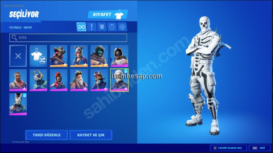 FORTNİTE HESAP SKULL TROPPERLI ESKİ SEZONUN KARAKTERLERİ VB.