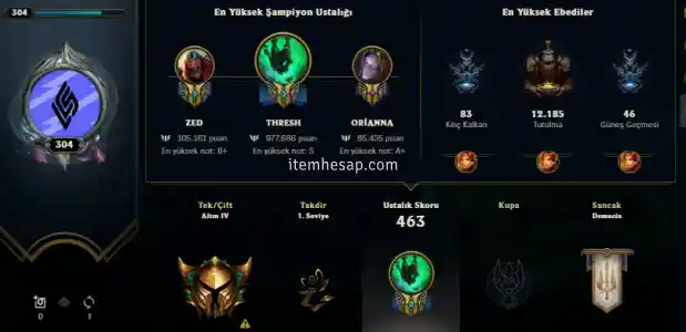 SATILIK LOL HESABİ thresh MAİNLİ 977K thresh SATİLİK HESAP SUDAN UCUZ