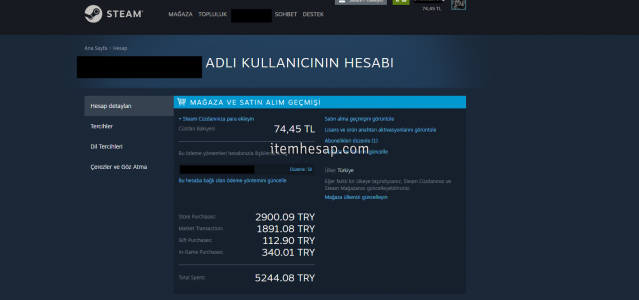 5.5K lık/ 63 level/ 162 oyun/ 5 yıllık/ 74tl cüzdanda/ kaliteli oyunlar