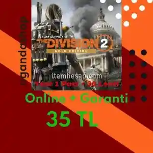 The Division 2 Gold Edition + Year 1 Pass  +30 Level Online Uplay/Ubisoft Hesap + Garanti