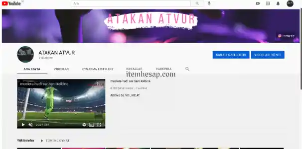 216 abone 6.900 izlenme youtube kanal acil satılık 