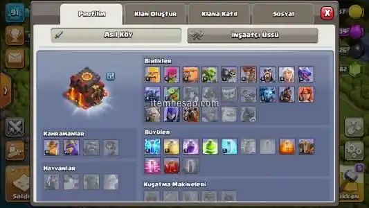 Clash of clans kb 10+ 1382 taşlı efsane hesap