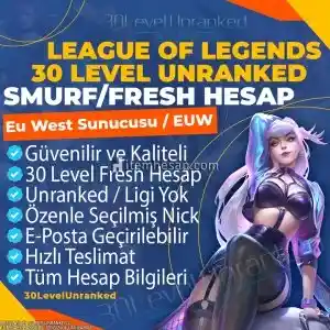 EU West 30 Level Unranked Smurf Hesap - EUW Server