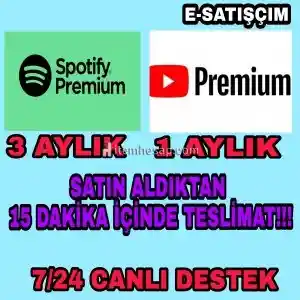 1 Aylık SPOTİFY Premium + 1 Aylık YOUTUBE Premium 7/24 GÜVENLİ VE HIZLI TESLİMAT