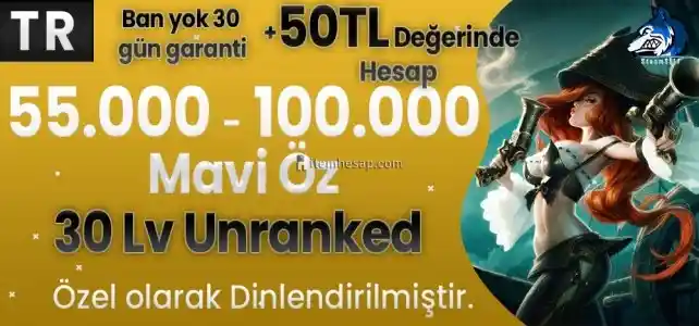 50TL HESAP+BAN YOK TR 55-100K Mavi Öz 30 Level