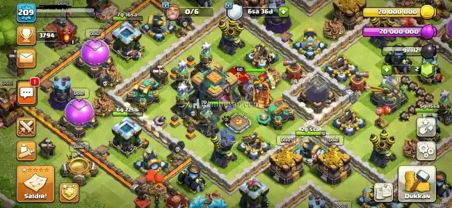 210 level clash of clans köy Full'e yakın