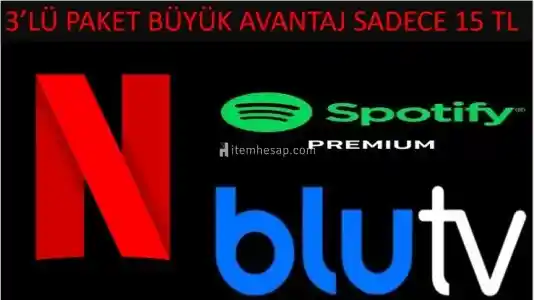 Netfilix blutv Spotify üçlü paket sadece 20 tl