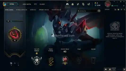 Kha'Zix Kostümlü Silver Hesap