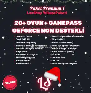 Yılbaşı Paketi | Premium 1 | 10+ Oyun + GamePass | Geforce Now Destekli