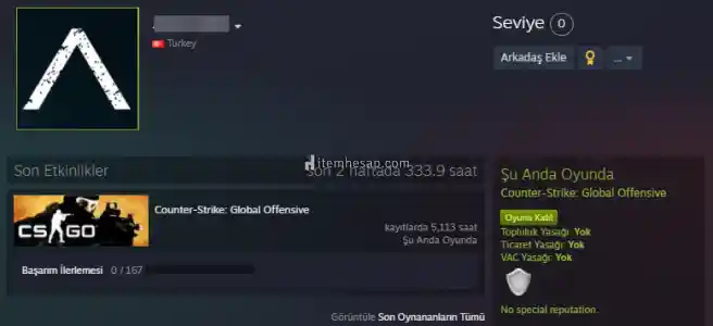 CSGO +5100 Saat Faceit/Esea Hazır Hesap