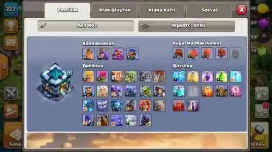 227 Level, Belediye Binası 13, Kral 65, Kraliçe 70, K. Şampiyonu 12, B. Koruyucu 33 Level - 6 İşçi