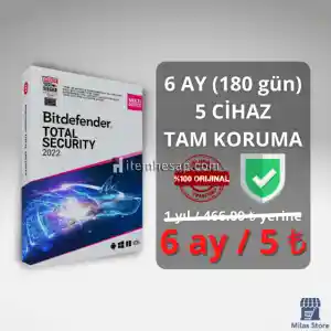 BitDefender Total Security 2022 - 6 Ay 5 Cihaz - Antivirüs