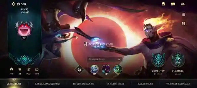 Wild Rift Zümrüt IV 28 Skin 46 Hero Açık Hesap!!