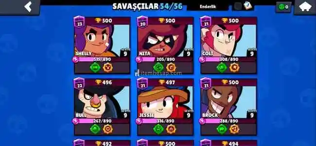 Brawl Stars 20k kupa hesap. 54 karakter!