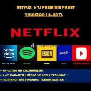 NETFLİX 1 AYLIK 4K UHD+HDR 6 lı PREMİUM PAKET - GARANTİLİ VE HIZLI TESLİMAT - 30 Gün