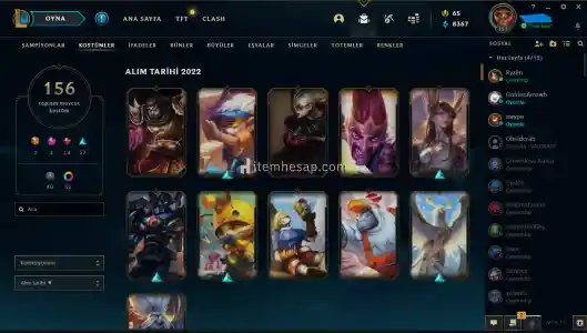 Bol skinli valorant ve +150 skinli lol riot hesabı