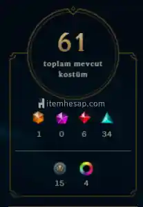 TR B1 171 lvl 120 Karakter 61 Kostumlü ve wild rift Zümrüt rank Hesap