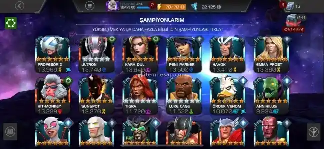 Marvel Şampiyonlar Turnuvası Mcoc Satılık Hesap