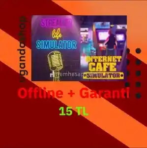 Streamer Life Simulator + Internet Cafe Simulator Offline Steam Hesap + Garanti