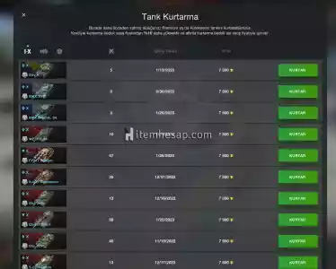 Oyundaki Bütün Tanklar 10. Seviyeye Kadar Araştırılmış Ve 40 Adedi Garajdadır.