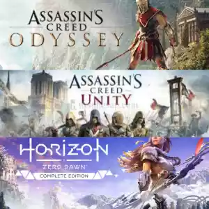 Assassins Creed Odyssey +Assassins Creed Unity + Horizon Zero Down