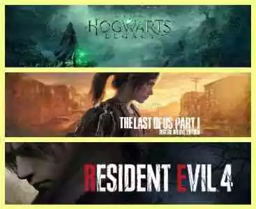 Hogwarts Legacy Deluxe Edition + The Last Of Us Part 1 Deluxe Edition + Resident Evil 4 + Garanti