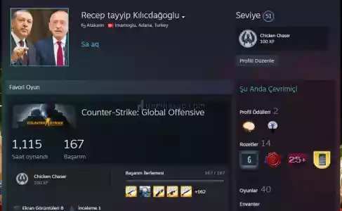 51Lvl Steam Csgo/Gta5 Vs Oyunlu Steam Hesabi