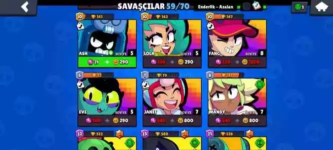 Brawl Stars 24K 59 Karakter Boll Skinli Hesap Detaylı Bilgi İçin Mesaj