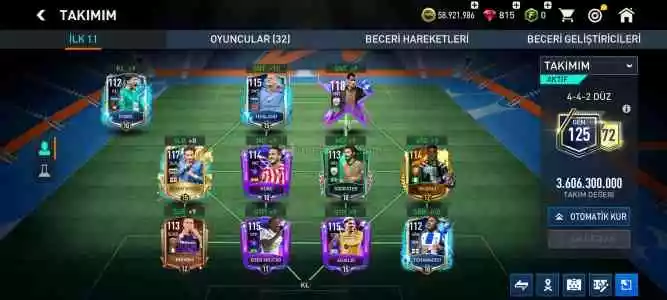 Fifa Mobile 125 Gen+60M Coins Hesap