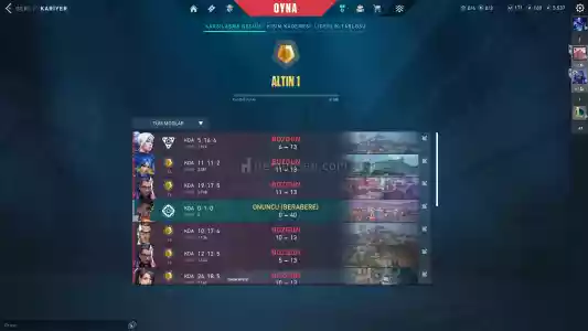 Temiz Valorant Hesabı Rankı Gold 1