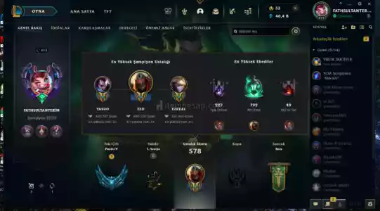 Lol Tr Plat Iv Kaliteli İçerikli Bol Skinli Hesap