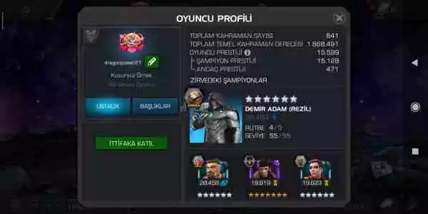 Marvel Şampiyonlar Turnuvası Mcoc Satılık Hesap