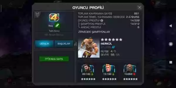 Marvel Şampiyonlar Turnuvası Mcoc Satılık Hesap