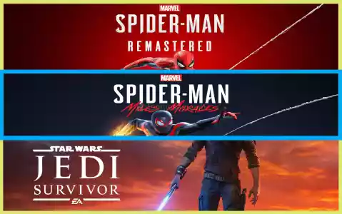 Spiderman Remastered + Miles Morales + Star Wars Jedi Survivor