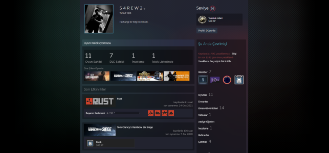 4500Tl Değerinde Olan Steam Hesabı Sadece 2000 Tl İçinde Pubg - R6 -Rust Var