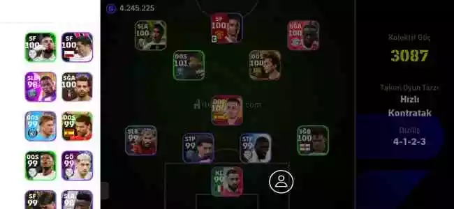3090 Kollektif Güçlü E Football Pes Mobile Hesap