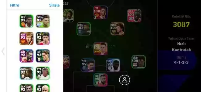 3090 Kollektif Güçlü E Football Pes Mobile Hesap