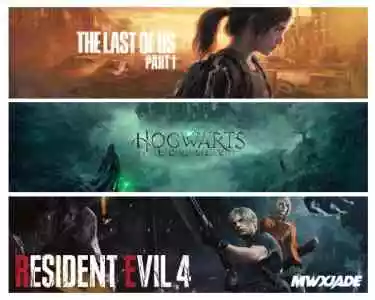 Resident Evil 4 Remake + The Last of Us Part I + Hogwarts Legacy