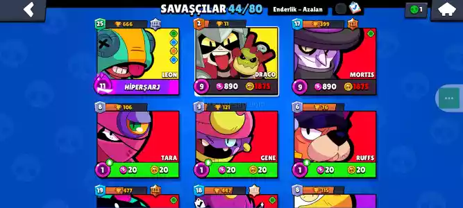 Brawlstar Kasilmalik Hesap  37 Kostüm