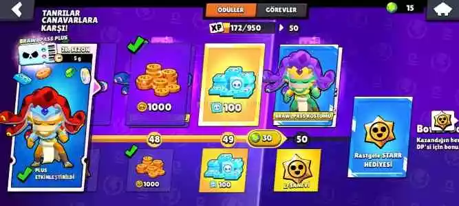 Brawl Pass Plus Brawl Stars 44 Karakterli 12K Hesap 4 Efsanevi