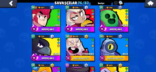 Brawl Stars 39K Bol Kostümlü Hesap(Athena Piper Bayraktar Piper Kelebek Piper Mega Böcek Bea Korsan Bibi...)