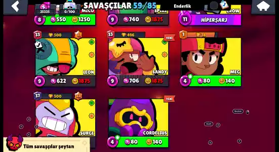 Brawl Stars 25.000 Kupa Hesap 59  Karakter