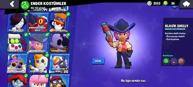 31K +120 Kostümlü 6 Brawl Pass Açılmış Hesap