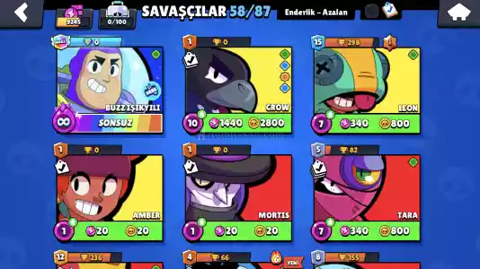 9500 Kupa 58 Karakter Brawl Stars Hesabı