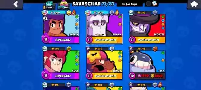 Brawl Stars 31K Kupa 71 Karakter