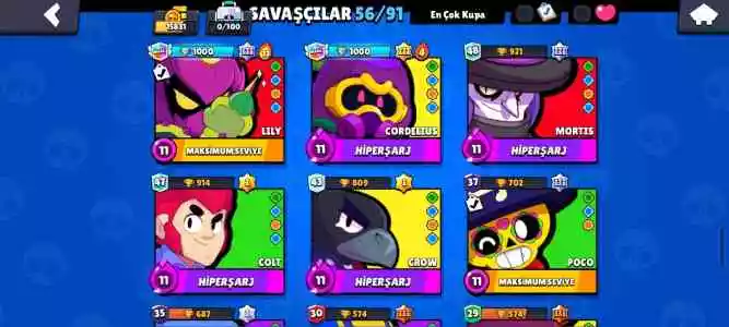 brawl stars 15k 2 tane 1000 kupalık muq hesap (cordialuslu crowlu amber leon)